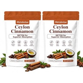 Metabolae 𝐂𝐞𝐲𝐥𝐨𝐧 𝐂𝐢𝐧𝐧𝐚𝐦𝐨𝐧 𝟕𝟐𝟎𝟎𝐦𝐠 𝐄𝐪𝐮𝐢𝐯𝐚𝐥𝐞𝐧𝐭 𝐰𝐢𝐭𝐡 𝐌𝐂𝐓 𝐎𝐢𝐥, 𝟑𝟎𝟎 𝐂𝐚𝐩𝐬𝐮𝐥𝐞𝐬(2pcs)