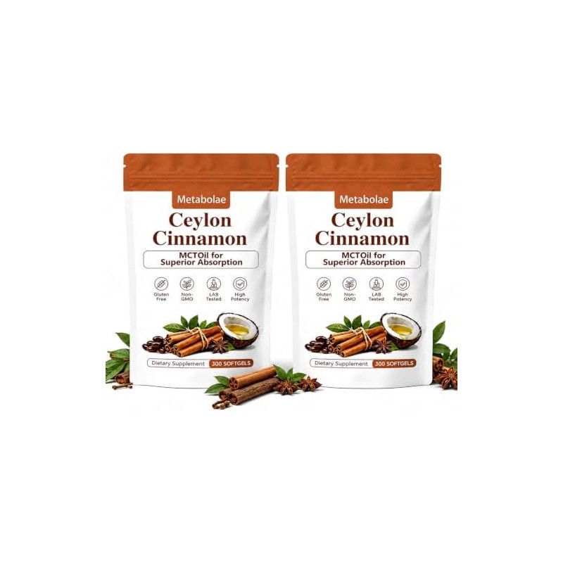 Metabolae 𝐂𝐞𝐲𝐥𝐨𝐧 𝐂𝐢𝐧𝐧𝐚𝐦𝐨𝐧 𝟕𝟐𝟎𝟎𝐦𝐠 𝐄𝐪𝐮𝐢𝐯𝐚𝐥𝐞𝐧𝐭 𝐰𝐢𝐭𝐡 𝐌𝐂𝐓 𝐎𝐢𝐥, 𝟑𝟎𝟎 𝐂𝐚𝐩𝐬𝐮𝐥𝐞𝐬(2pcs)
