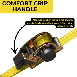 Retractable Ratchet Strap W/Hooks (1 Inch x 8 Feet) - Heavy Duty Tie Down Straps