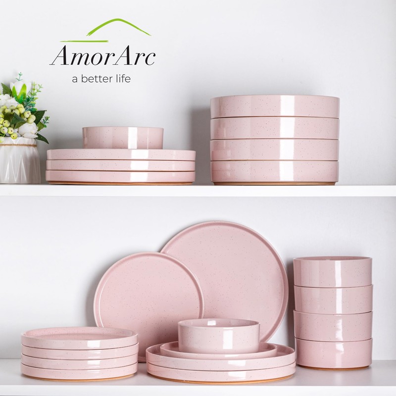 AmorArc Ceramic Dinner Plates Set of 6, 10.25 Inch Stoneware