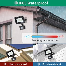 Aigostar 20 W LED Spotlight with Motion Sensor Outdoor, 1650 lm, 6500 K, Cool White Outdoor Spotlight, IP65 Waterproof Spotlight, Outdoor Light for Garden, Courtyards, Garage, Hotel, 2 Pieces