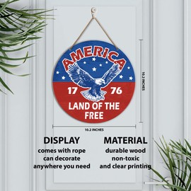 Patriotic Decor for Front Door, 4th of July Decoration for Front Door, Memorial Day Decoration for Home Office, Land of The Free