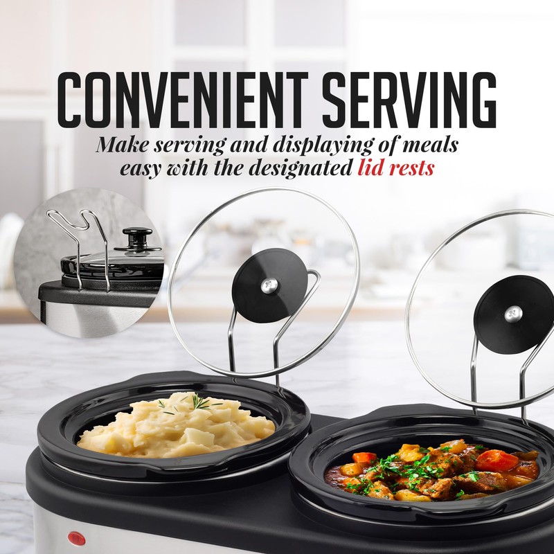 OVENTE Double Slow Cooker, Buffet Server and Warmer with Two