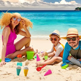 Toddmomy 6-Piece Plastic Beach Toy with Ice Cream Cones Sand Mould Toy for Children Sand Mould Set for the Beach Outdoor