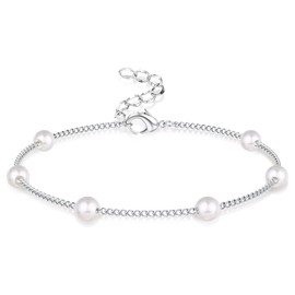 LOLIAS Pearl Bracelet Women's Bracelet Women's Pearl Bracelet Heart Stainless Steel Bracelets Women's Bracelet Women Pearl Jewellery Jewellery Gold/Silver