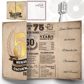 Thboxes Birthday Card 50, Back in 1975 Card Birthday Gifts for 50th Birthday Greeting Card