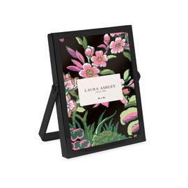 Laura Ashley - Marco de fotos plano de metal negro de 2 x 3 pulgadas (vertical) con soporte de caballete extraíble, hecho para mesa, encimera, estante y computadora (2 x 3, negro)