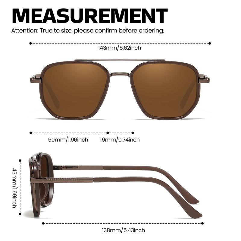 SODQW Tangle Free Aviator Sunglasses for Women Men Square Frame