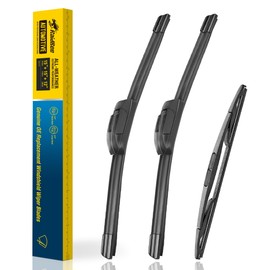 Raidbee® 3 Wipers 15"/15"/12" Replacement For Jeep Wrangler 2017 2016 2015 2014 2013-2007 (Set of 3), 15 Inch+15 Inch Windshield Wiper Blades with 12 Inch Rear Wiper Blade-Original Factory Quality