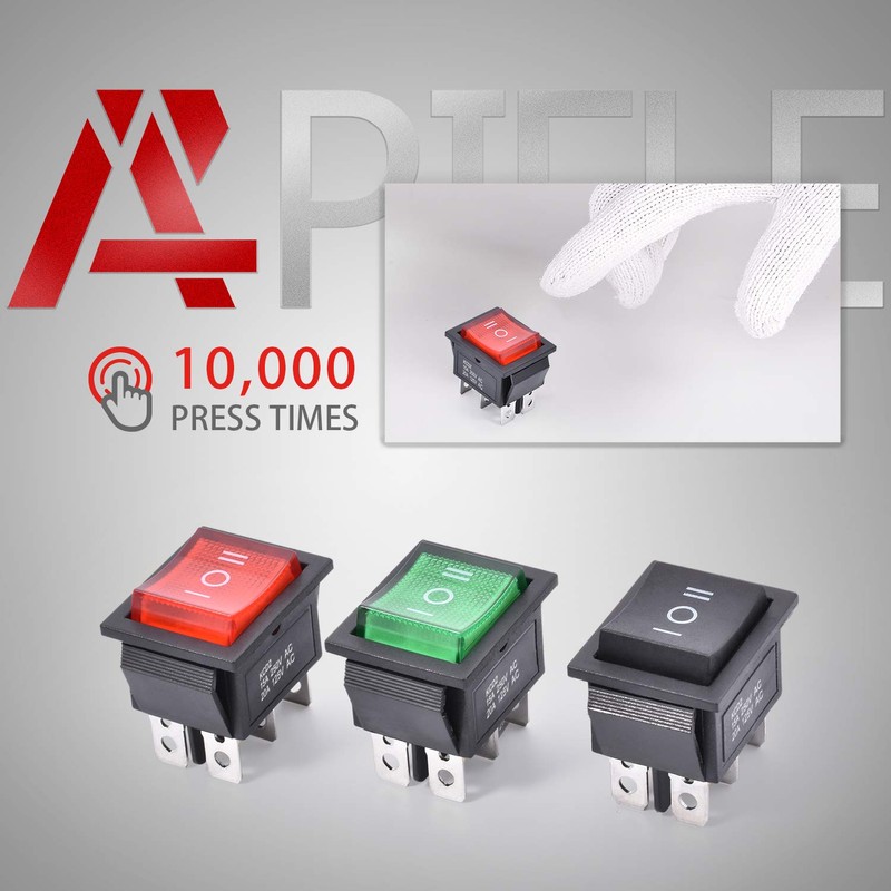 APIELE 3Pcs 3 Position Rocker Toggle Switch DPDT 6 Pin