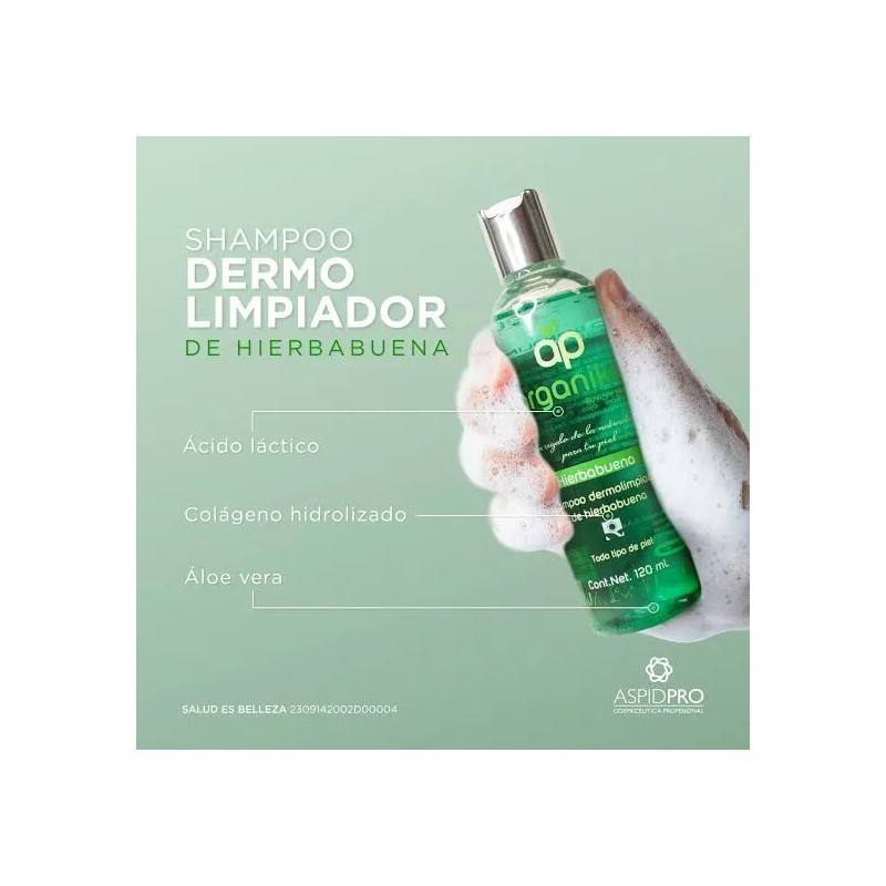 Shampoo Dermolimpiador De Hierbabuena Aspid Aspidpro 120ml