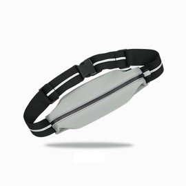 Oasishade Running Belt for men and women, movable running phone holder, adjustable size lightweight running belt bag, waterproof night reflective waist pack, cycling exercise travel (GRAY), PB001