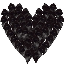 Micomon 50pcs 1.2-Inch Mini Ribbon Bows for Crafts Small Black Bows Christmas Decoration Embalishement Scrapbooking(Black)