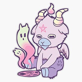 MAGNET Baby Baphomet Creepy Cute Pastel Artwork Magnet Bumper Sticker Car Magnet Flexible Reuseable Magnetic Vinyl 5"