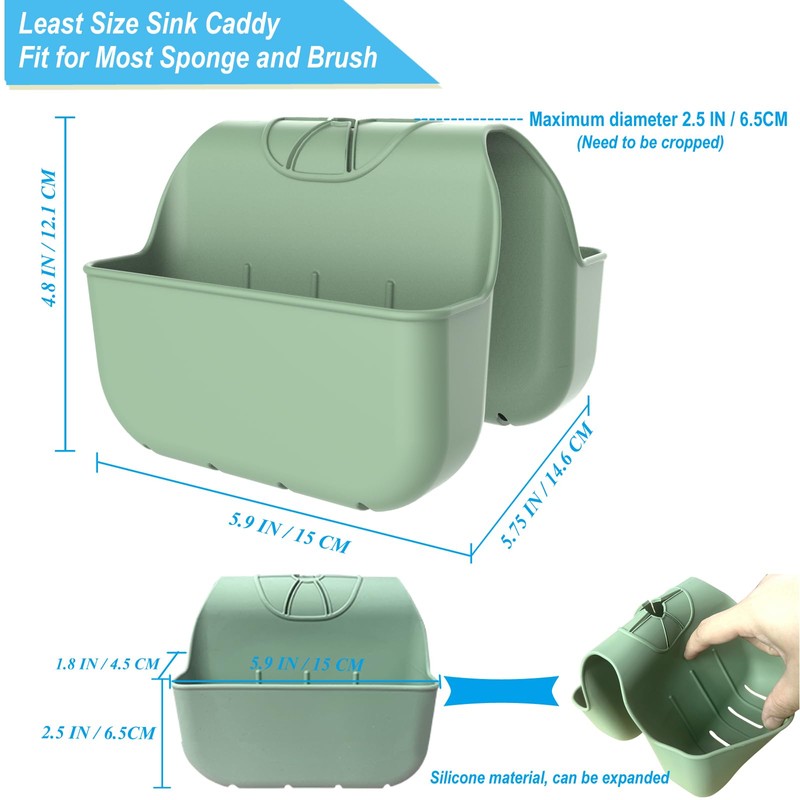 VPASION Sponge Holder for Kitchen Sink, Silicone Sink Saddle Caddy