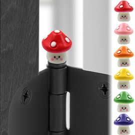 Smiling Mushroom Hinge Head Set of 6 - Magnetic Door Hinge Heads Decorative Topper - Miniature Trinkets for Hinge Head Home Decoration