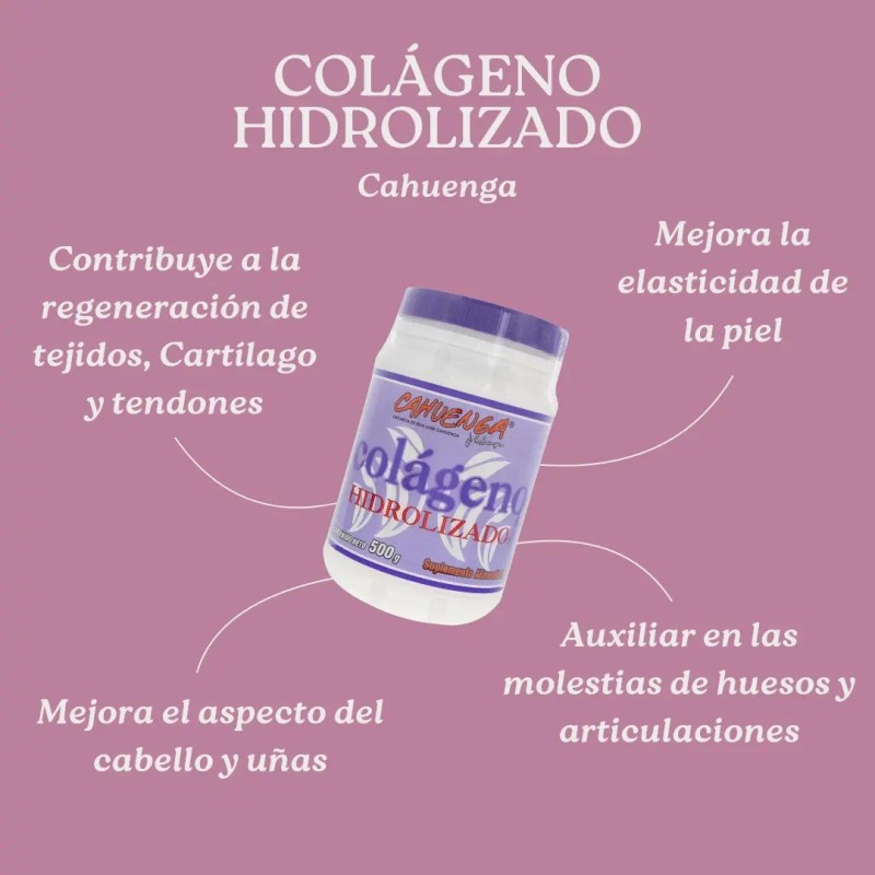 Colágeno Hidrolizado Cahuenga Polvo 500g Sabor Complejo Ácido Fólico