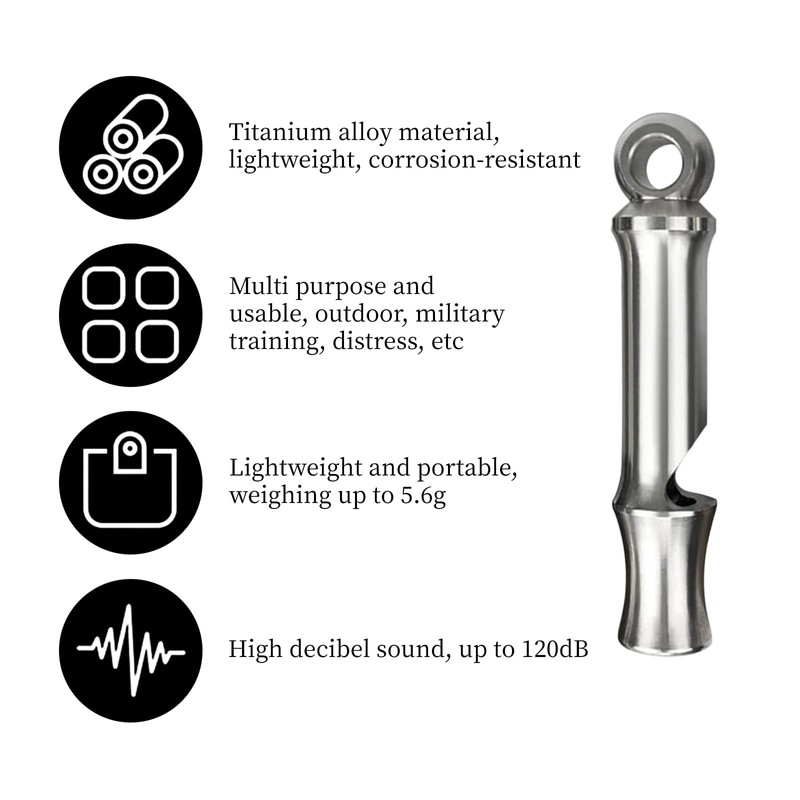 RIVDEE Titanium Alloy Emergency Whistle, 120dB Loud Signal Whistle for