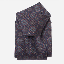 Elizabetta Moretti - Printed Madder Silk Tie - Navy & Burgundy - Length: Extra Long (3.38" x 62.5")