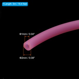 PATIKIL Rubber Cord Tube, 16ft Silicone Hollow Tubing 2mm OD 1mm ID for DIY Craft Beading Necklaces Bracelet, Pink