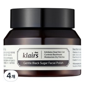 Klairs Gentle Black Sugar Facial Polish Scrub, 110g, 4 pieces / 클레어스 젠틀 블랙 슈거 페이셜 폴리쉬 스크럽, 110g, 4개