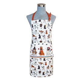 SiXsigma Sports Unisex Chefs Apron & Double Oven Gloves Set Kitchen Cooks Restaurant Bistro BBQ POCKETS 100% Cotton Adult Men’s Women's Novelty (Romantic Dog in the Kitchen Apron Gloves Set)