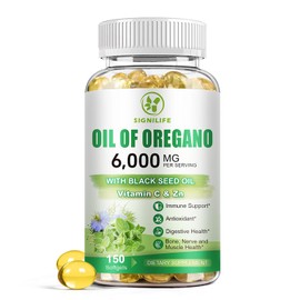 Aceite de orégano con aceite de semilla negra, cápsulas de aceite de orégano de 6000 mg para reforzar el sistema inmunitario con alto contenido de car