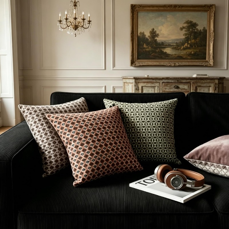 Qupace Set of 2 Brown Geometric Throw Pillow Covers 18x18