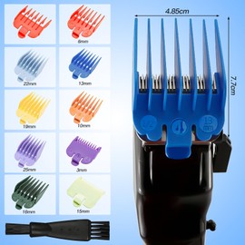 ZOCONE 10 Pcs Hair Clipper Guards Combs, 10 Sizes Guide Combs Attachments, Universal Hair Clipper Limit Combs, Professional Guide Combs for Clippers Trimmers with 2 Double-Ended Cleaning Brush