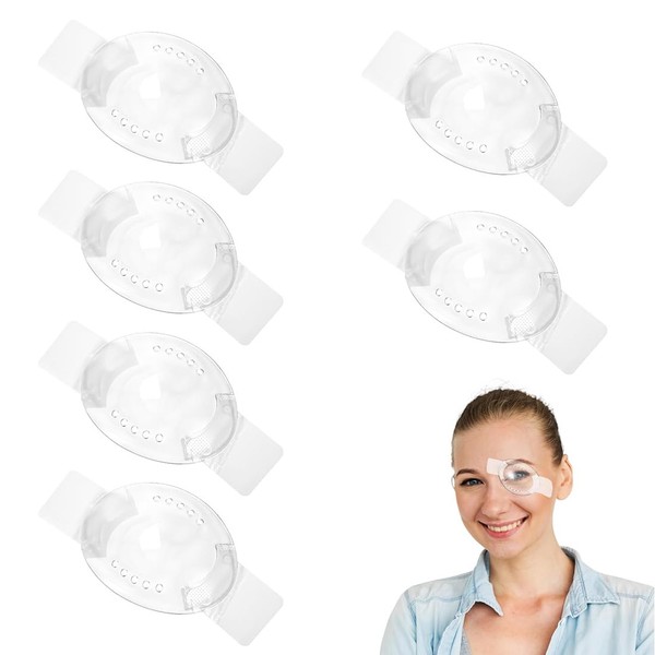 PYEUIFT Pack of 6 Transparent Eye Patches, Adjustable Plastic Eye