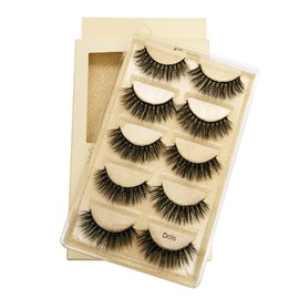 VwyuEgg False Eyelashes, 3D Mink Hair Eyelashes, 5 Pairs, 5 Style, Pure Handmade with Natural Black with Invisible Band, Reusable (Dolls)