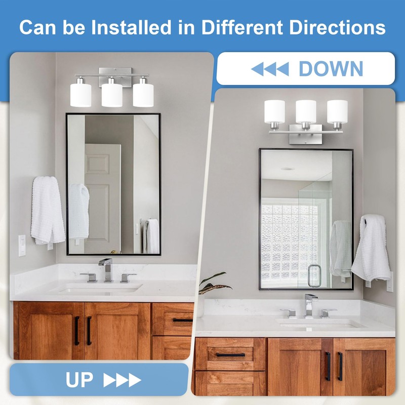 Dekang Bathroom Light Fixtures Over Mirror Brushed Nickel, Rustproof 3-Light