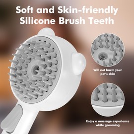 Pet Steam Brush with Waterless Shampoo, 4 in 1 Silicone Cat Steam Brush for Indoor Cats, Self Cleaning Steamy Brushes for Dogs, Pet Spray Hair Removal Comb for Shedding & Grooming & Massage