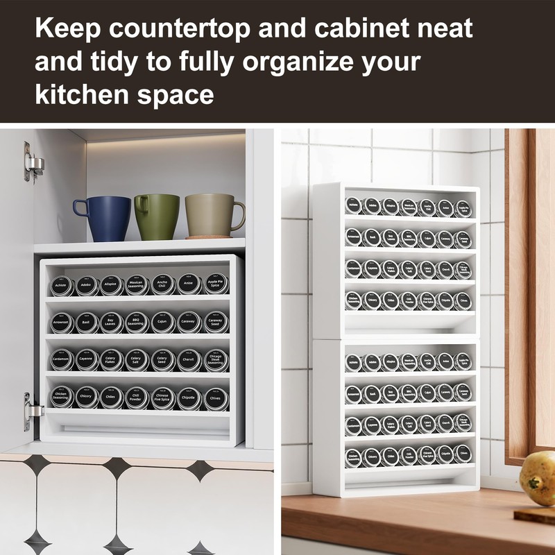 Orimade 4 Tier Spice Rack Organizer for Cabinet, Freestanding Bamboo