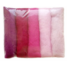 Carded Roving 100% Wool for Felting or Spinning - Shade Pack - Purple/Mauve. Minimum 5 Different Shades, 50 g in Total