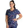 Cherokee Prints Women Scrubs Top V-Neck Print CK678, L, Sweet