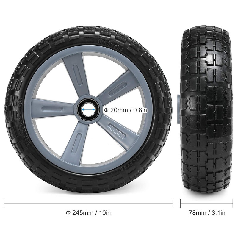 10 Inches Puncture Proof Kayak Trolley Tire Wheel, 330lbs Capacity,