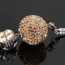 OTOSTAR Bling Crystal Ball and Drops Car Hanging Accessories, Car Rear View Mirror Pendant Charms Interior Sun Catcher Ornament, Bling Car Accessories for Women Girls (Champagne)