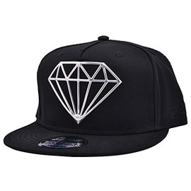 Silver Diamond Designe Black Flat Peak Snapback Baseball Rapper Hip Hop Cap