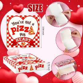 Fullhawl 50 Pcs Valentines Heart Mini Pizza Box Square Cardboard Pizza Box Small Cookie Boxes for Valentine Celebrations Party Favors Birthdays Weddings,(3.54 x 3.54 x 0.78 Inches)