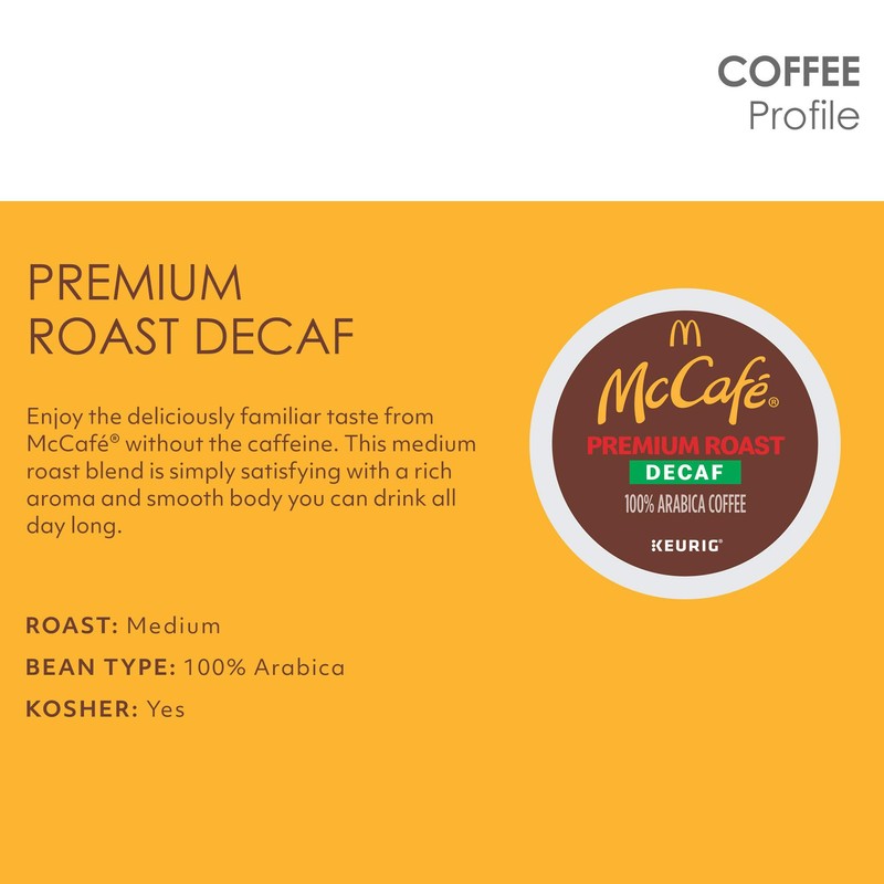 McCafe Premium Roast Decaf Coffee, Single Serve Keurig K-Cup Pods,