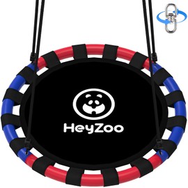 HeyZoo Saucer Swing, 48 Inch Larger Swing Sets for Backyard and Outdoor Playground, 900lbs Weight Capacity, with 360 Degree Swivel, Gifts for Kids and Family, Blue and Red