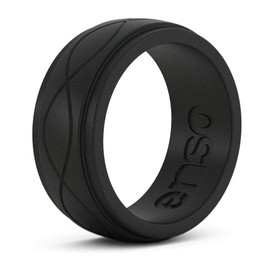Enso Rings Men’s Infinity Silicone Ring – Hypoallergenic Wedding Band for Men – Comfortable Band for Active Lifestyle – 9mm Wide, 2.25mm Thick (Obsidian 8)