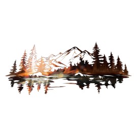 Copper Plated Mountain Reflections Metal Wall Art (26 1/4" x 12")