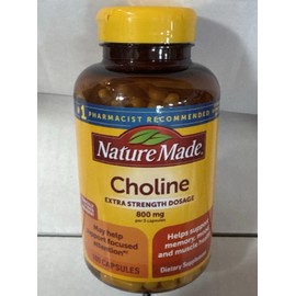 Pack Of 3 Nature Made Choline Extra Strength 800 mg, 180 Capsules Exp. 01/2026