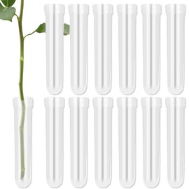 MAEXUS Water Tubes for Flowers, Pack of 12 Flower Tubes, Test Tubes for Flowers, Plastic Test Tubes with Caps, Transparent Orchid Tubes for Cafes, Offices