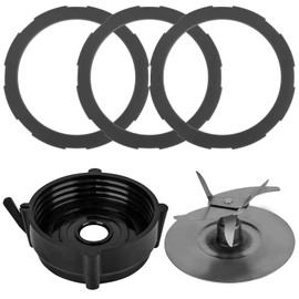 Linkidea Cross Blade with 3 Seal Gasket Replacement, Blender Parts Accessories with 3.7'' Seal Gasket Replacement, Compatible with Oster Pro (Black)