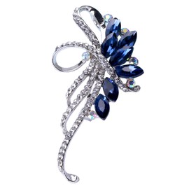 Blue Crystal Brooch Pins Fancy Vintage Style Rhinestone Flower Brooches Jewelry Gift for Women, girls, ladies (Blue Brooch 2)