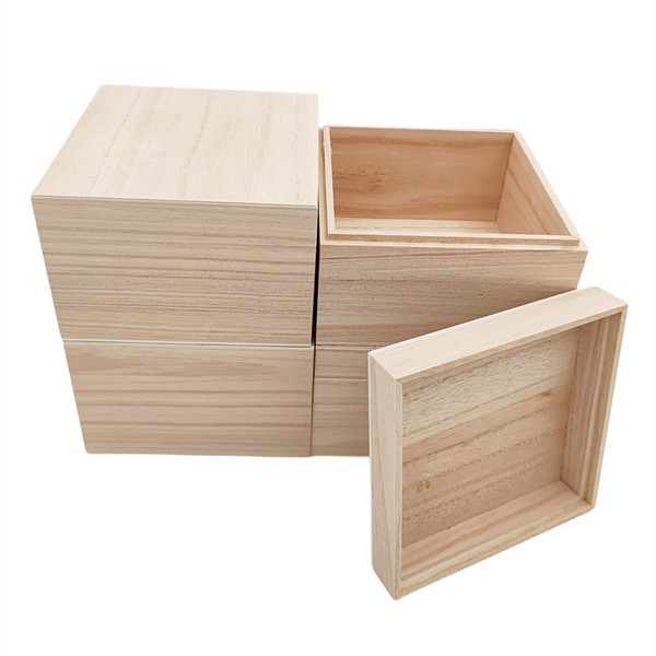 Anktily Unfinished Wooden Crates with Top Lids, 12 x 12