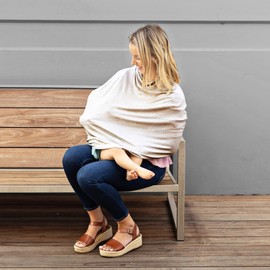 J.L. Childress 4-in-1 Multi-Use Cover - Stretchy Car Seat Canopy and Privacy Cover, Breastfeeding Nursing Cover, Dot Rainbow